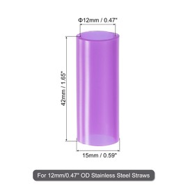 uxcell 15Pcs Silicone Straw Tips, Metal Straw Covers, Soft Reusable Straws Tips Fit for 12mm/0.47" OD Stainless Steel Straws (Purple)