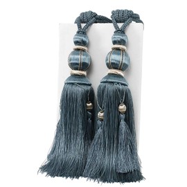 YunNasi Curtain Tiebacks for Large Curtains, Pack of 2, Tassel Tieback Rope for Home & Office Decoration, Blue
