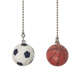 Ceiling Fan Chain Pulls Decorative Extension 12 Inches Football and Basketball Ornaments Pendant Fan Pulls Set For Ceiling Light Lamp Fan Chain(Nickel)