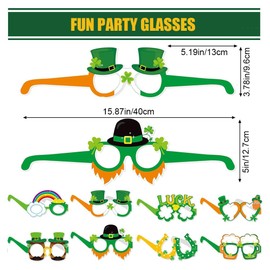 St Patrick's Day Glasses 8PCS,Funny Paper Glasses Irish Shamrock Fiesta Glasses，Irish Decorative Glasses (GREEN)