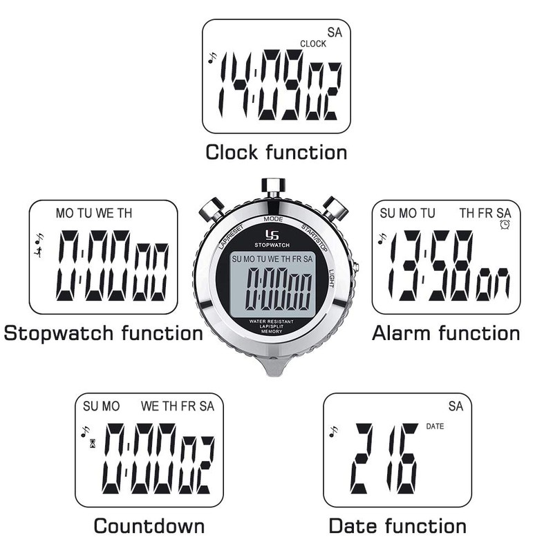 LAOPAO Stopwatch, 1/100 Seconds Precision 2 Pieces Memory Data Daily