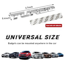 Yourkar Turbo Car Emblem Decal, 3D Metal Turbo Badge for Auto Side Body Fender Trunk, Zinc Alloy Badge Decals Sticker for All Vehicles Trucks SUV, Universal Car Accessories (Silver, 1PCS)