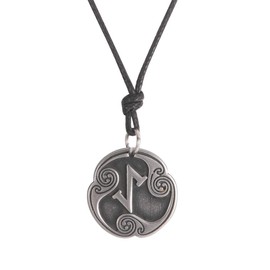 Amaxer 24 Runes Talisman Viking Jewellery Asatru Necklace Pagan Wiccan Pendant Nordic Runes Vintage Nordic Amulet Adjustable Rope Chain Necklace for Men and Women, Stainless steel, metal