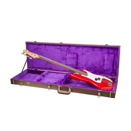Crossrock Wooden Bass Guitar Case for Fender Precision & Jazz | Chocolate Brown Finish, Purple Velvet Interior, Lock – Designer Series(CRW520BCB)
