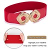 ALAIX Women's Wide Elastic Waist Belt for dress Gold Flower