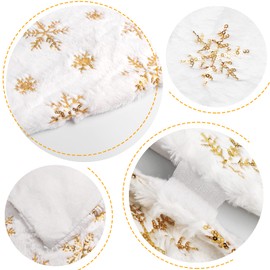 Christmas Tree Skirt 120 cm, White Christmas Tree Blanket for Snow, Christmas Tree Decoration, Christmas Tree Blanket with Snowflake Sequins, Carpet, Round for Merry Christmas Party, Blanket, Skirt