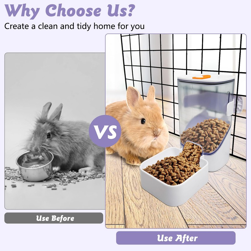 Apatal 34oz Automatic Rabbit Food Dispenser for Cage Hanging Guinea