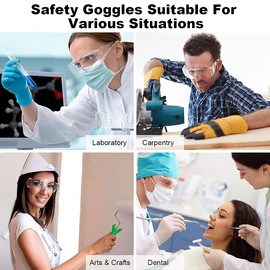 Maxjuli Goggles Lab Safety Glasses,Over The Glasses Design and Anti-Fog UV Protection Work Goggles ANSI Z87,Idea for Shooting Construction Work Protective Eyewear (Clear Lens)