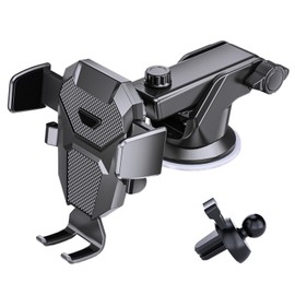 Japanese Premium In-Car Smartphone Holder, 2-Way Installation, Strong Suction Cup, Supports Air Vent & Suction Cup, 360 Degree Rotation, Telescopic Arm, One Hand Operation, Car Accessories, Compatible