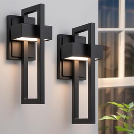 Easyusahome 2-Pack Modern Outdoor Wall Lights, 15W LED Exterior Lighting