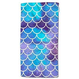 HGOD DESIGNS Mermaid Hand Towels Retro Ocean Sea Fish Scale Mermaid Sequin Soft Hand Towel for Bathroom Kitchen Yoga Gym Decorative Towels 15"X30"