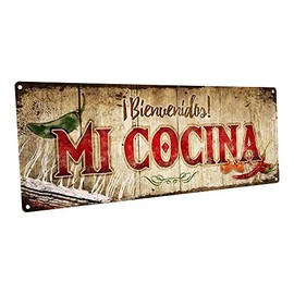 Homebody Accents Mi Cocina 12"x34" Metal Sign, Indoor