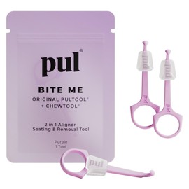 PUL Pack of 3 Reusable 2-in-1 Aligner Seating Chewie & Removal Tool — Compatible with Invisalign, Removable Braces, Retainers & Trays – Easy-to-Use Remover & Chew, Dental & Oral Hygiene Care – Purple