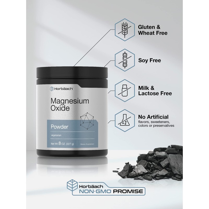Horbäach Magnesium Oxide Powder | 400mg | 8 Ounces (227