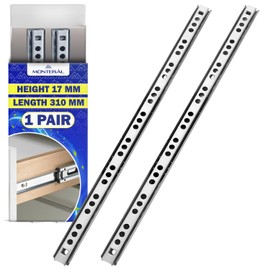 1 Paar Kugelgelagerte Schubladenschienen 310 mm x H 17 mm - Teleskopische Auszugsschienen Haben eine Teilausdehnung von 208 mm - Garantie 10 Jahre - MONTERAL
