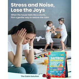 Magnesium Gummies for Kids, Happy Calm & Saffron Gummies Kids, Advanced Focus & Calm Support, Magnesium Glycinate Gummies, Ashwagandha & L-Theanine-Ma