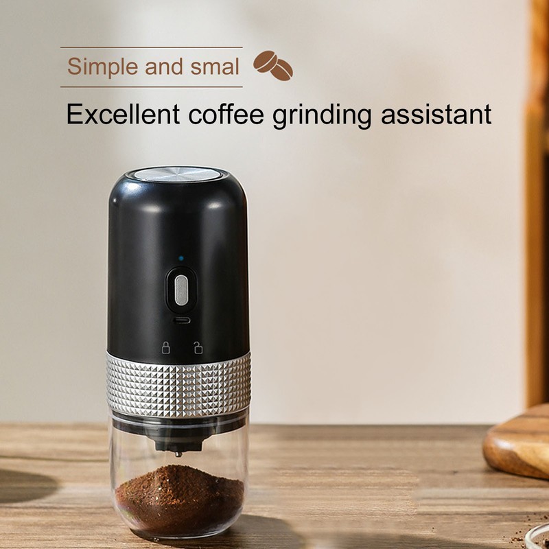Black Coffee Bean Grinder Dry Wet Dual Use 1500mAh Small