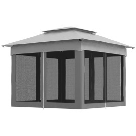 Light Gray 10.7FT X10.7FT X8.9FT Outdoor Patio Pop up Canopy Gazebo Shelter Steel with Zipper Netting Carry Bag for Courtyardcolor: Gray Color