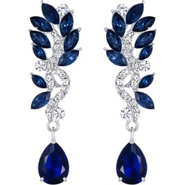 EVER FAITH Mujer Cristal Elegante Lágrima Gota de Agua Colgante Aretes Pendientes para Nupcial Boda