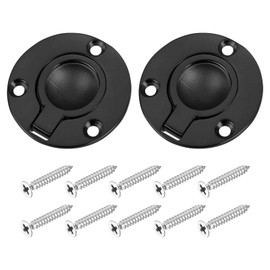 sourcing map 2Pcs Flush Ring Pull, 1.97-inch x 1.97-inch Stainless Steel Round Recessed Door Pull with Screws for Furniture, Boat, Black