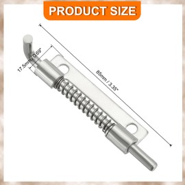 sourcing map Spring Loaded Latch Pin 3.35 x 0.69 Inches, Left Spring Loaded Barrel Bolt for Cabinets Trailer Doors Chests Gate Stainless Steel Silver Pack of 2