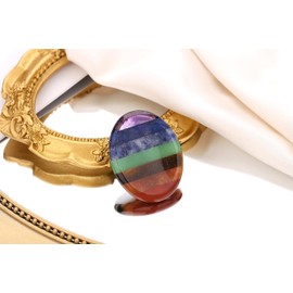 QINJIEJIE Thumb Worry Stone for Anxiety, Chakra Stones Healing Stones, Oval Palm Worry Stones Meditation Accessories, Anxiety Relief Items for Adults