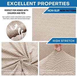 XINEAGE 2024 Newest 4 Pieces Extra Large Couch Covers for 3 Cushion Sofa Super Stretch Sofa Cover for 3 Large Seat Cushion Universal Slip Cover for Living Room (Khaki), 91"-110"(3 Cushions)