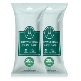 OKKEAI Bin Liners 15 L with Drawstring White Bin Bags Tear-Resistant Small Bin Bags Bathroom Cosmetic Bin Waste Bags Pack of 60