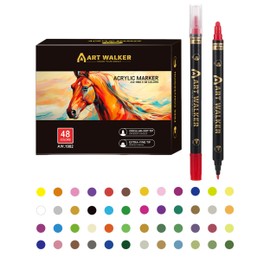 TOMSING Double Nib Acrylic Marker Pen, Fine and Bold Point, Acrylic Paint, Water-Based, Won't Bleed on Paper, Can be Layered, Paint Marker, Color Waterproof, For Plastic Plate, Fabric, Bag, Ceramic