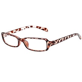 FancyG® Vintage Inspired Classic Retro Style Rectangle Shape UV Protection Blue Tint Glasses Frame Clear Lens Eyewear - Leopard