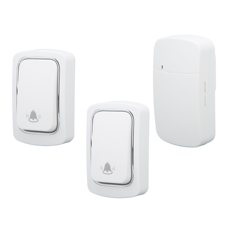 Self Powered Doorbell Set 2 Transmitter Long Range 38 Ringtones
