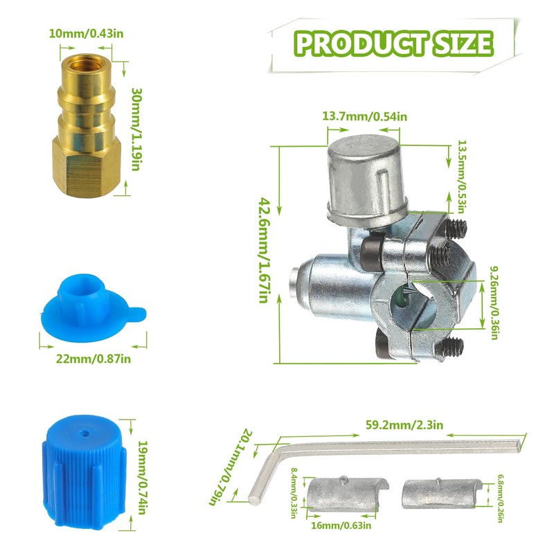 EPLZON R12 to R134A Bullet Piercing Valve Kit with Dust
