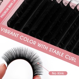 NATUHANA Classic Volume Eyelash Extension 0.12mm C Curl 8-15mm Single Length Tray Black Soft Individual Lashes 16 Rows, Professional Supplies for Lash Techs(0.12 C, 8-15 Mix)