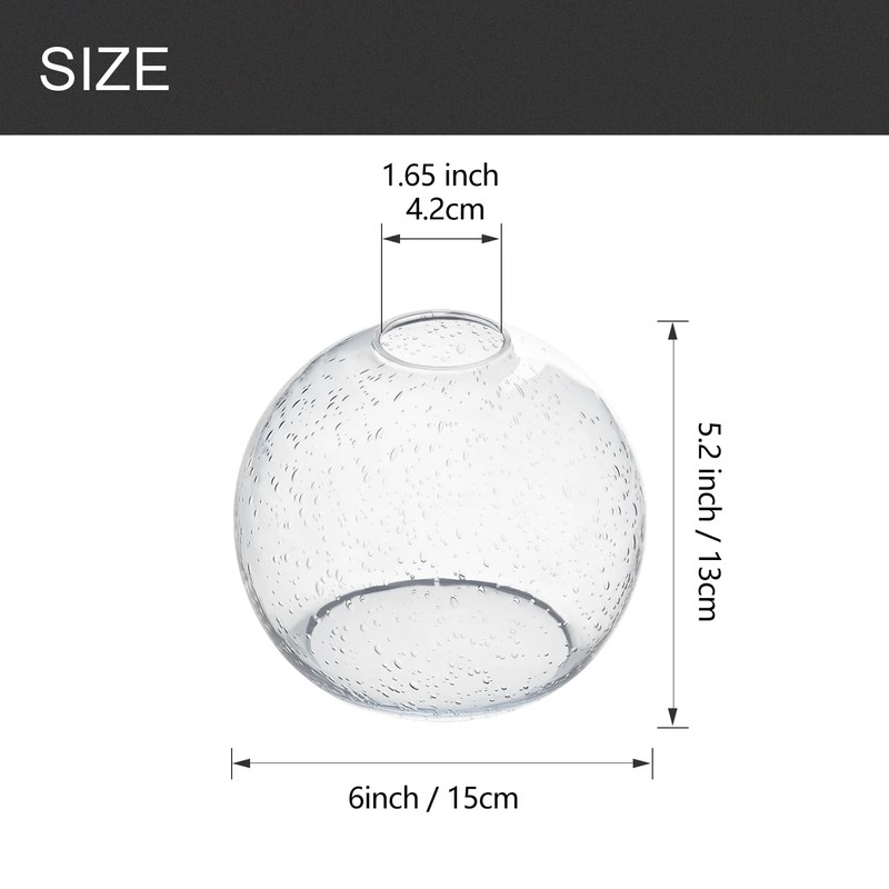 3 Pack Fixture Replacement Globe Shade, 6 Inch Diameter, E26