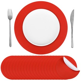 Yeaqee 120 Pcs Disposable Paper Placemats 12 Inch Round Paper Place Mats Blank Table Mats for Restaurant Catering Dining Weddings Birthday Table Baby Kids Birthday Parties (Red)