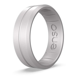 Enso Rings Classic Contour Silicone Ring – Stackable Multi Color Unisex Wedding Engagement Band – Thin Minimalist Band – 7.24mm, 1.9mm Thick (Silver, 7)