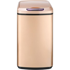 Hanover Home Hands-Free Metal Trash Can with Fingerprint-Resistant Finish, Soft-Close Motion Sensor Lid, and Removable Bin for Bathroom and Bedroom - 3.2 Gallons (12 Liters) Garbage Can in Rose Gold