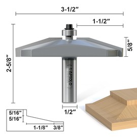 APIOLO Professional Bevel Raised Panel Router Bits 1/2 Inch Shank for Making Cabinet Door and Cove-Cut, 3-1/8 Inch Diameter, Shaker Raised Cabinet Door Making Frame Panel Design Router Bits