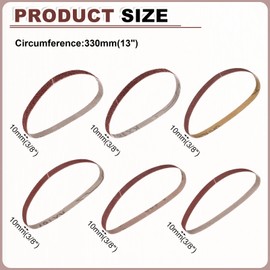 HARFINGTON 3/8 x 13 Inch Sanding Belts, 48 Pcs 40/60/80/120/180/240 Grits Aluminum Oxide Abrasive Belt Sander File Belt for Woodworking, Metal Polishing, Knife Sharpener