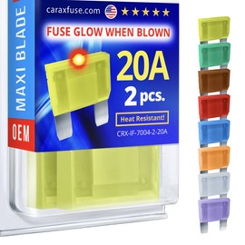 CARAX Glow Fuse – Premium Fuse Maxi Large Blade APX – 20A Kit 2 pcs – Glow When Blown LED Automotive Fuse – Smart Auto Glow Fuse Easy Identification – 2 pcs.