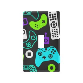 Glaphy Colorful Video Game Pattern Wall Plate, Single Toggle Switch Plate Outlet Covers, Light Switch Plates Cover for Home Decor