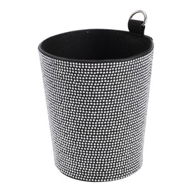 ACROPIX Car Trash Can Trash Bin Portable 5.5" Width 5.9" Height White Rhinestone Faux Leather
