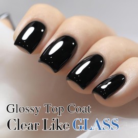 Double Rhythm 2 Pcs 15ML No Wipe Gel Top Coat and Base Coat Set Clear Glossy Gel Polish Kit Soak Off LED (2Pcs Top Coat)