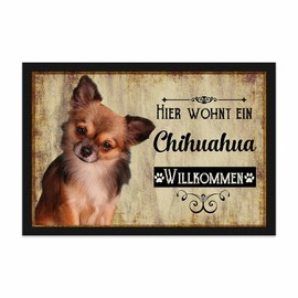 PR Print Royal Dog Mat Pets with Dog Picture Chihuahua Long Hair – Gift Idea for Dog Lovers and Dog Owners – Size 60 x 40 cm