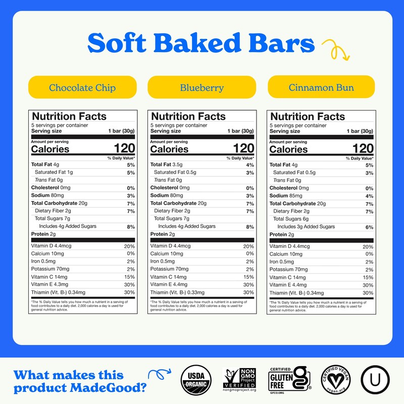 MadeGood Mornings Soft-Baked Oat Bars Variety Pack (30 count)