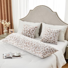 SOCHOW Body Pillow Cover 21x54 Inches, Super Soft and Cozy Leopard Print Fleece Long Body Pillowcase with Zipper Closure,1 Pack, Brown