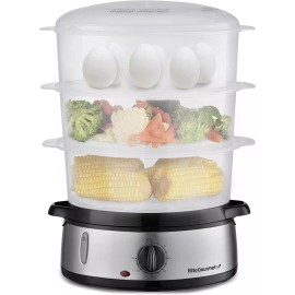 Elite Gourmet Electric Food Vegetable Steamer w/ BPA-Free 3 Tier Stackable Nested Basket Trays