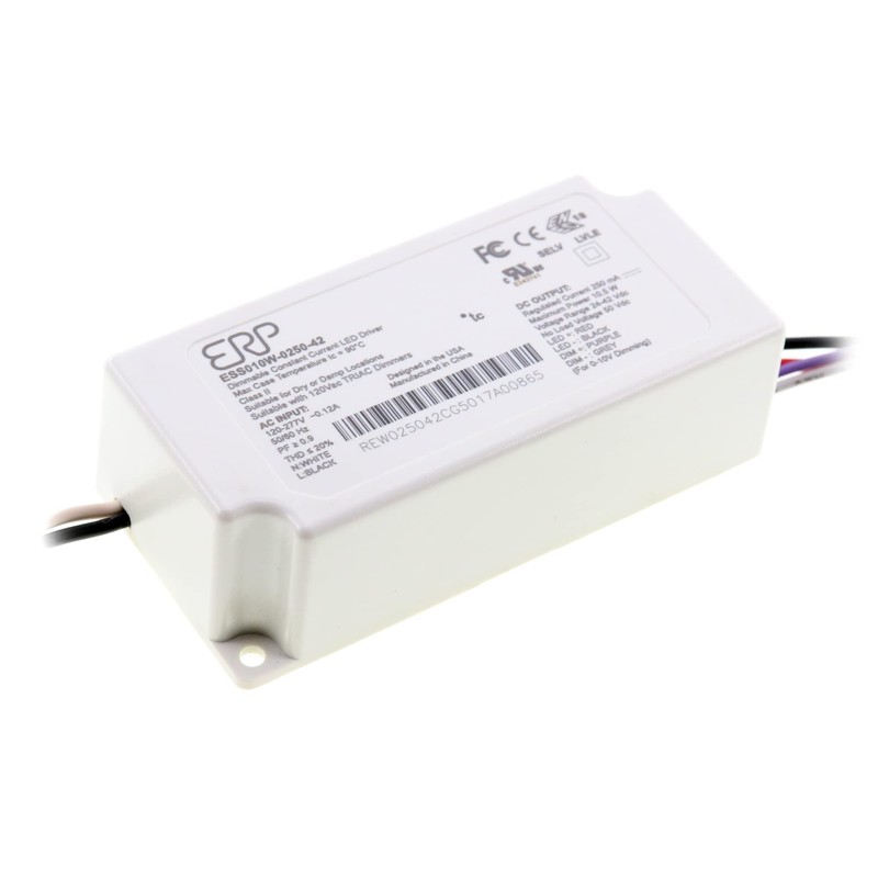 ERP ESS010W-0250-42 Constant Current LED Driver, TRIAC Dimmable, 250mA, 10W,