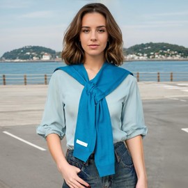 WaJuemy Women's Sweater Shawl Wraps Sleeves Knitted Collar Sweater Scarf Top Casual Lightweight Shoulder Cape Accessories (07 Turquoise X)