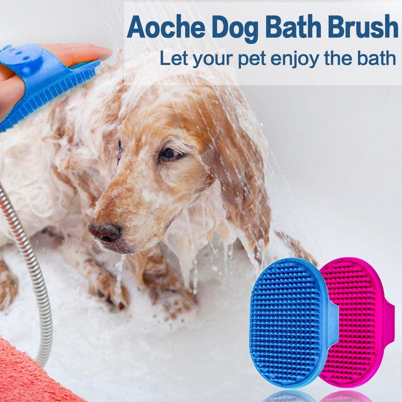 Aoche Dog Bath Brush Pet Bath Comb Brush Soothing Massage